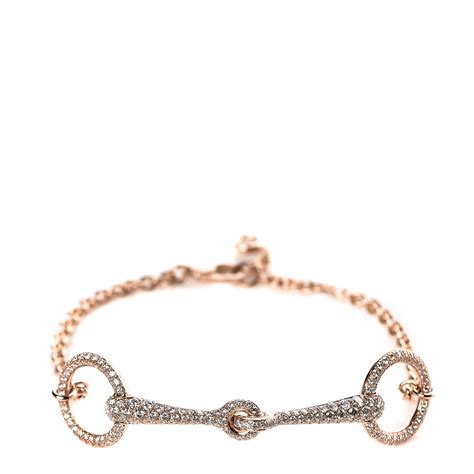 Hermes Filet d'Or Diamonds 18k Rose Gold Bracelet 